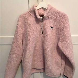 PINK Quarter Zip Sherpa Fleece Pullover
